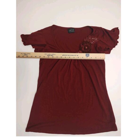 JKLA California Top Burgundy Embroidered Applique on Front Size Medium Made USA - Picture 5 of 7